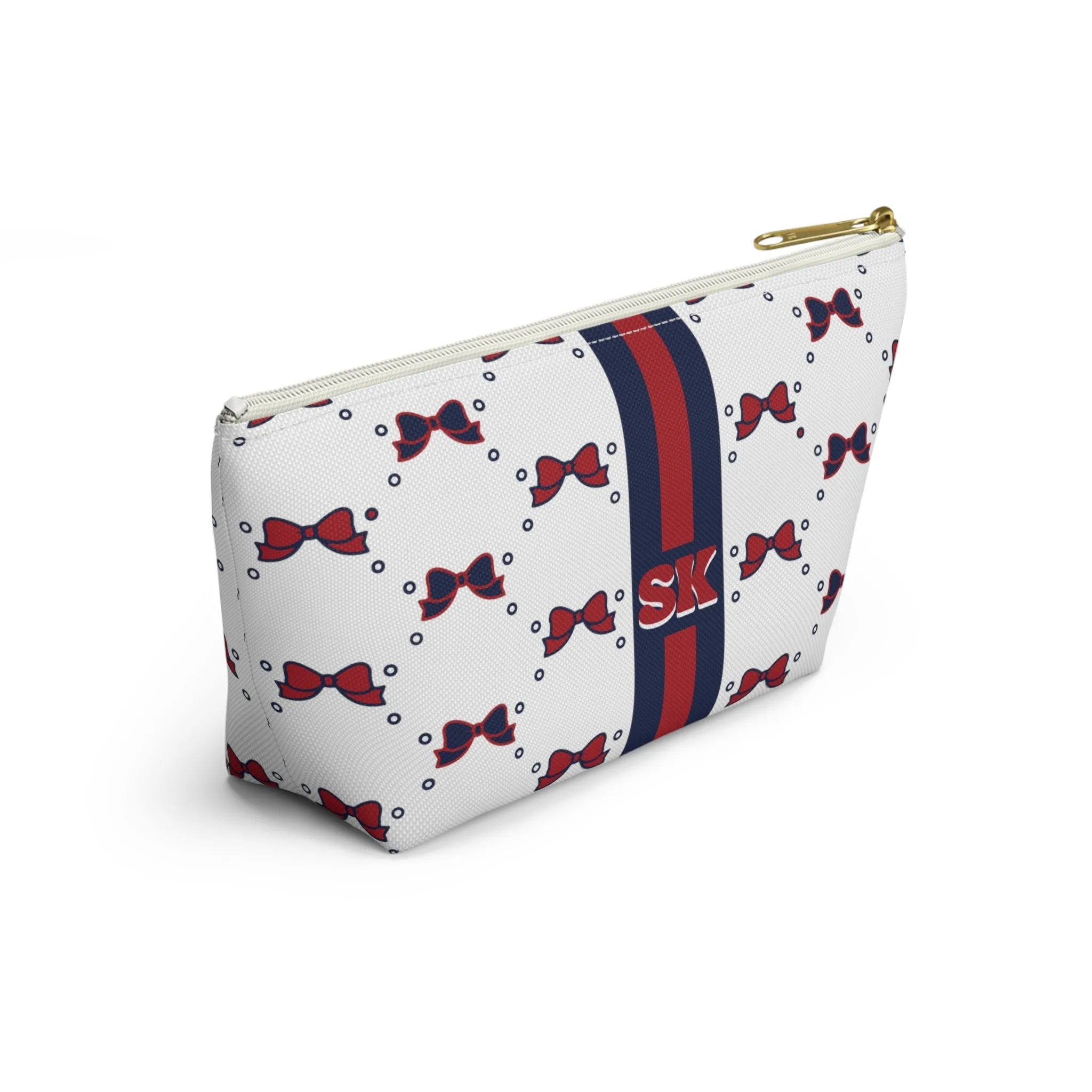 Custom Initial Personalized Bow Makeup Bag - Custom Initial, Makeup Bag, Arizona, Red and Blue, Wildcats