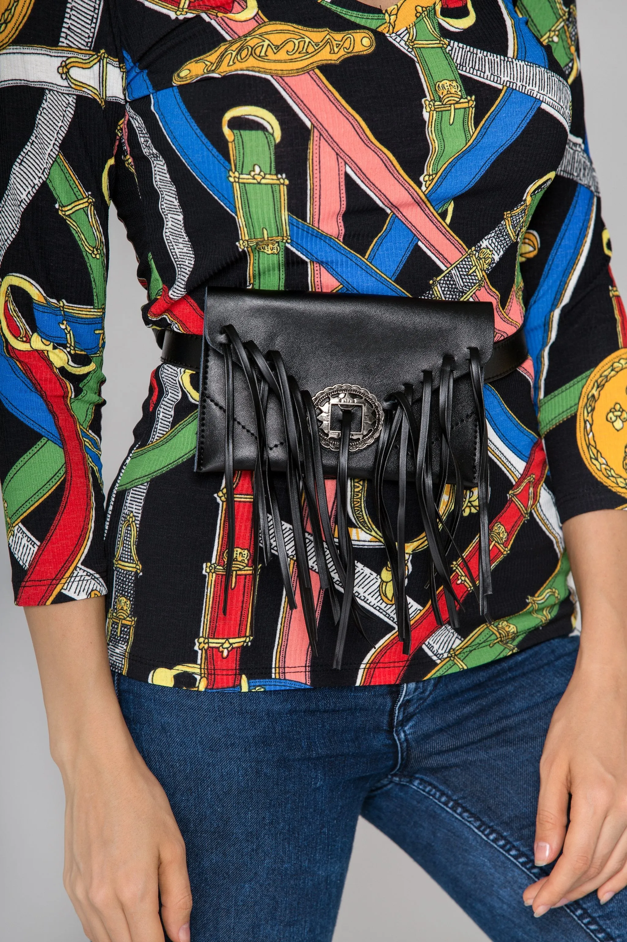 Deema Al Asadi - Black Tasseled Mini Belt Bag