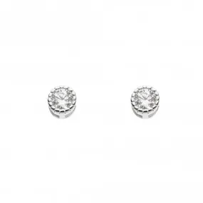 Dew Silver Dinky Vintage Style Cubic Zirconia Stud Earrings 3717CZ021