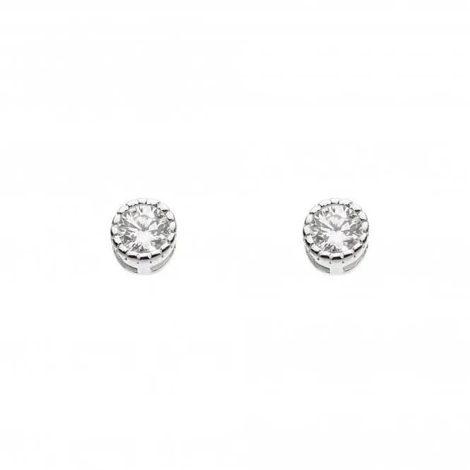 Dew Silver Dinky Vintage Style Cubic Zirconia Stud Earrings 3717CZ021