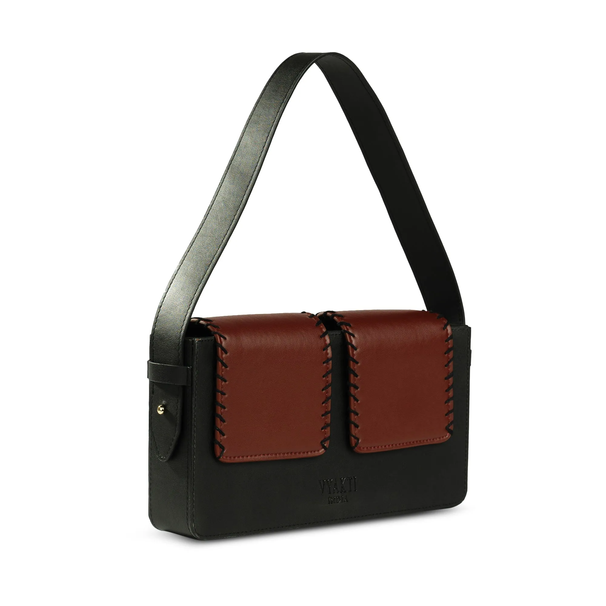 Double flap shoulder bag