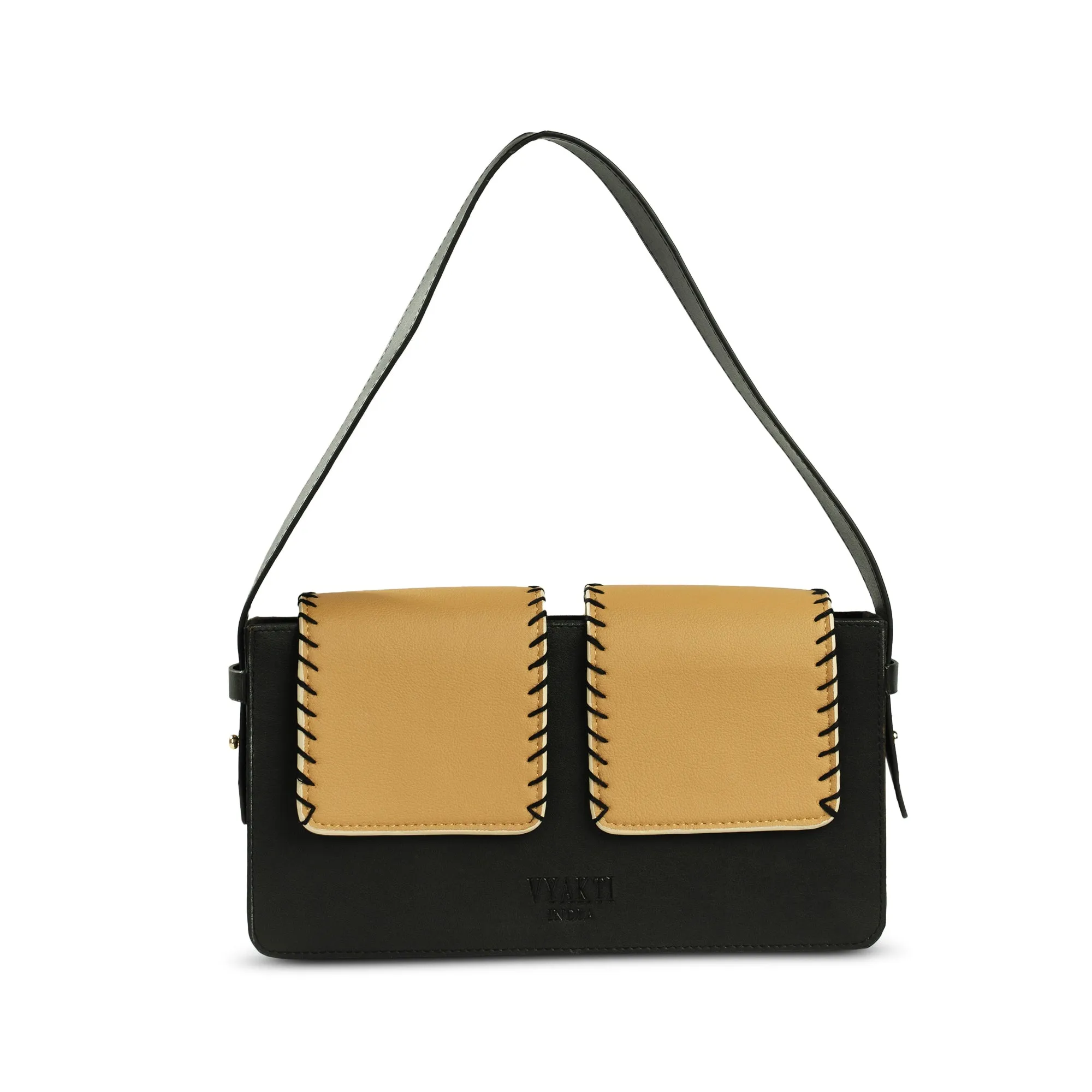 Double flap shoulder bag