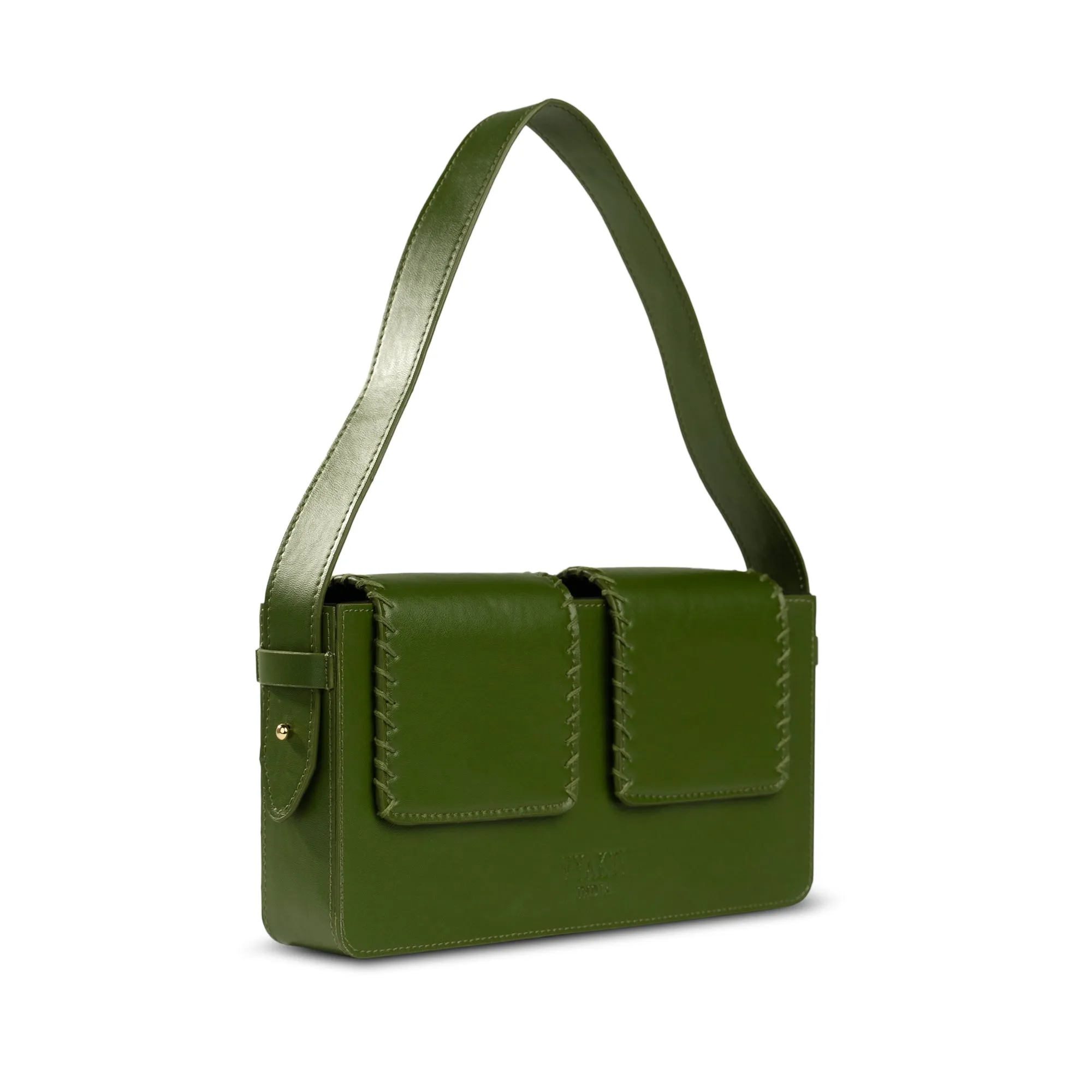 Double flap shoulder bag