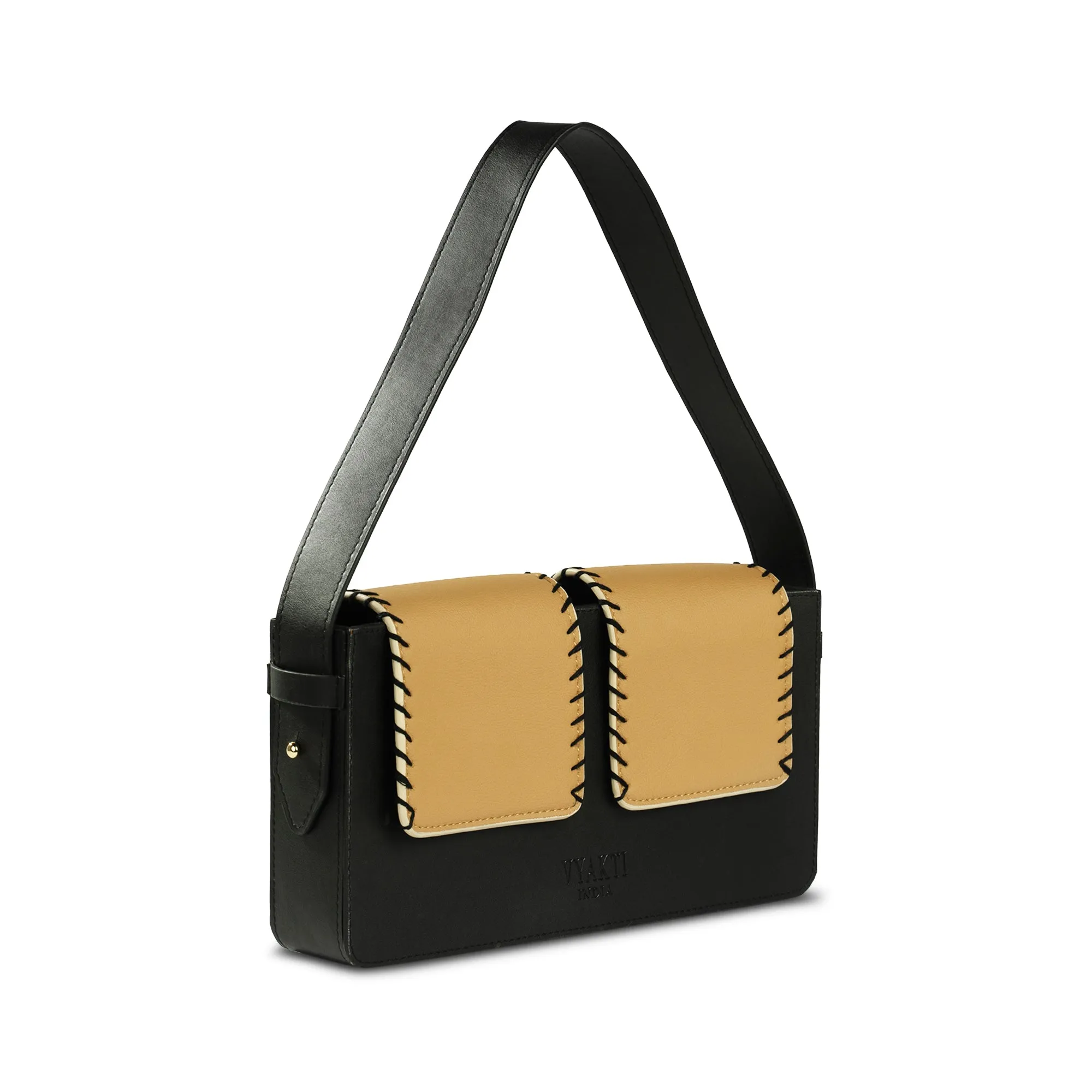 Double flap shoulder bag