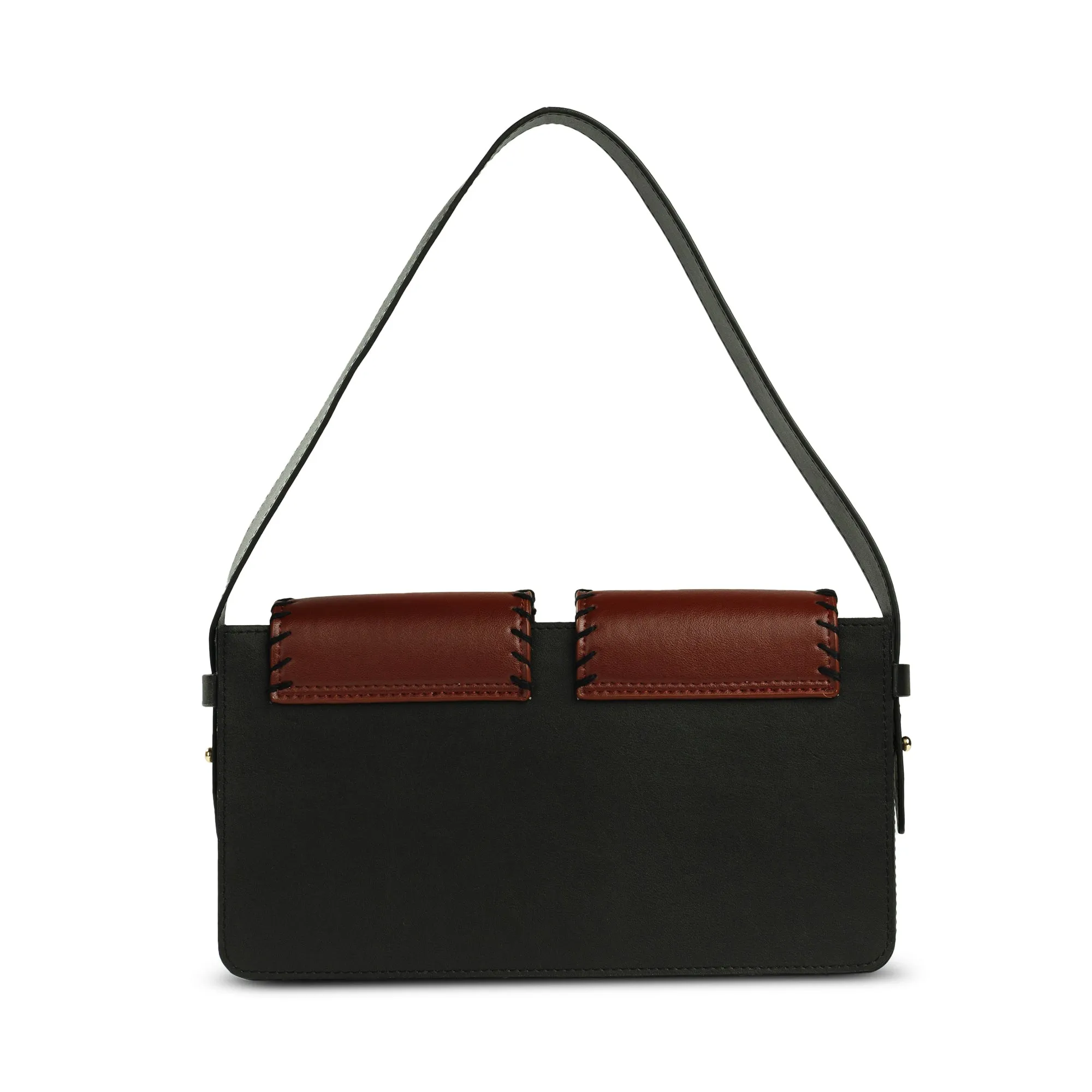 Double flap shoulder bag