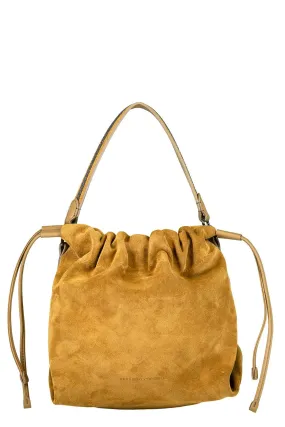 Draw String Suede Bucket Bag