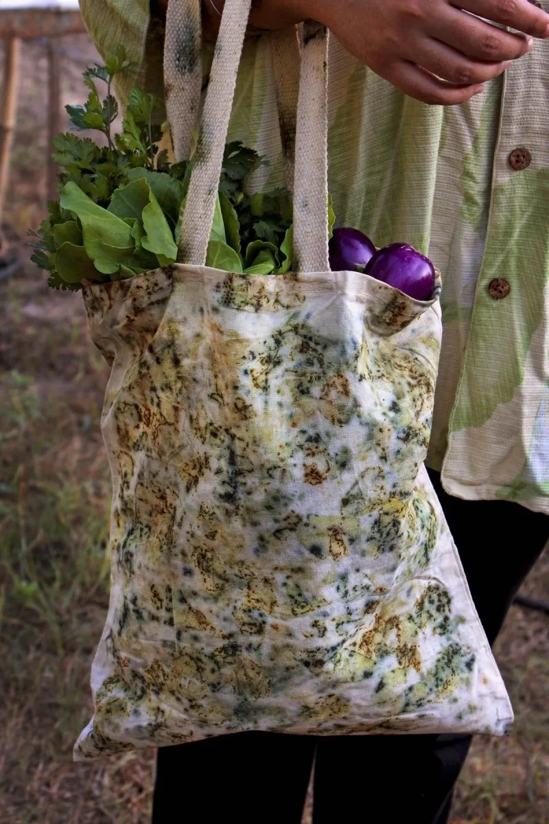 Eco Printed Packaging Bag- Mustard, Green & White