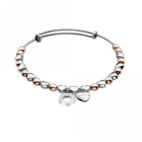 Emozioni Rose Gold Silver Plated Heart Bangle EB003