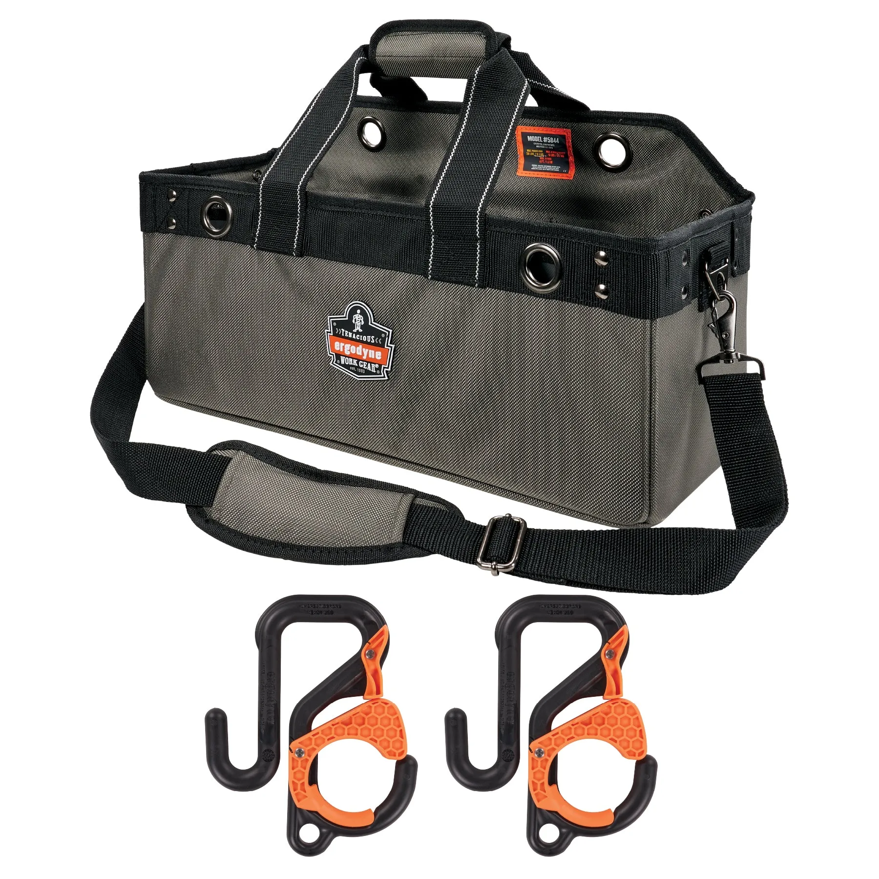 Ergodyne Arsenal 5846 Bucket Truck Tool Bag with Locking Aerial Bucket Hooks Kit - Gray