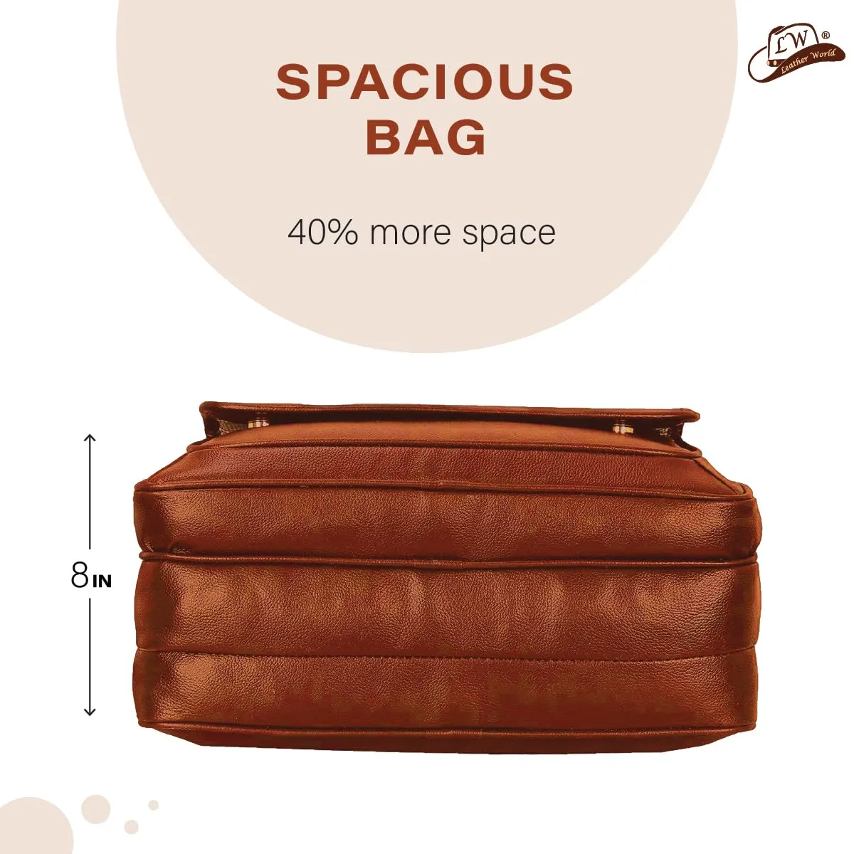 Expandable Leatherette Brown Unisex Office Laptop Messenger Bag