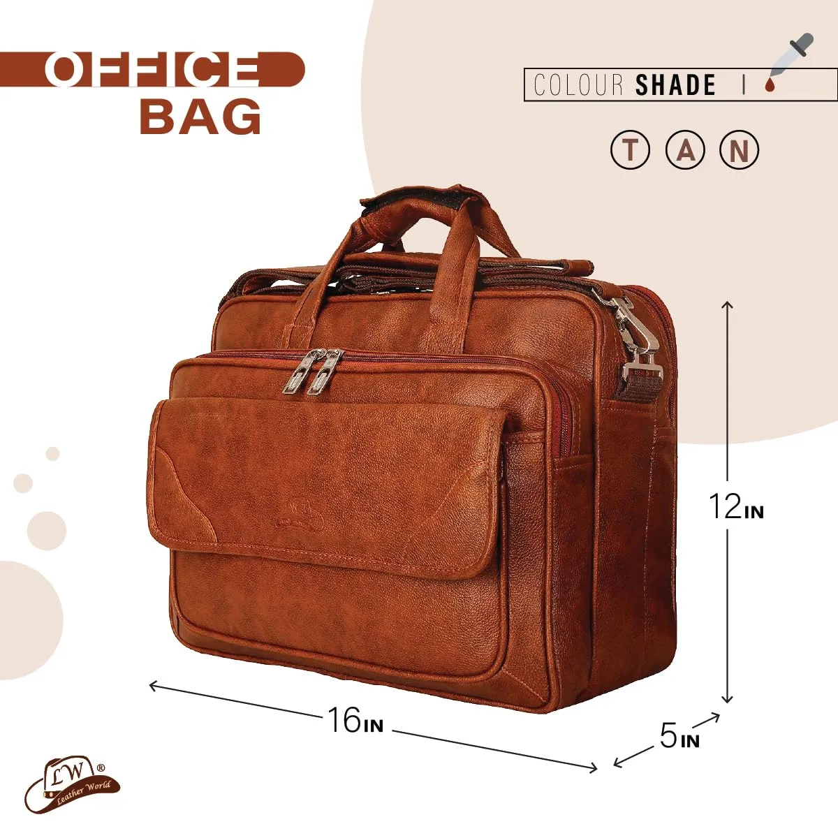 Expandable Leatherette Brown Unisex Office Laptop Messenger Bag