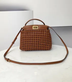 FI Peekaboo Mini Brown Braided Bag For Woman 18cm/7in