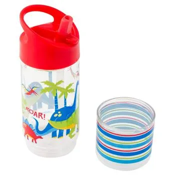 Flip Top Bottle With Snack Container - Dino