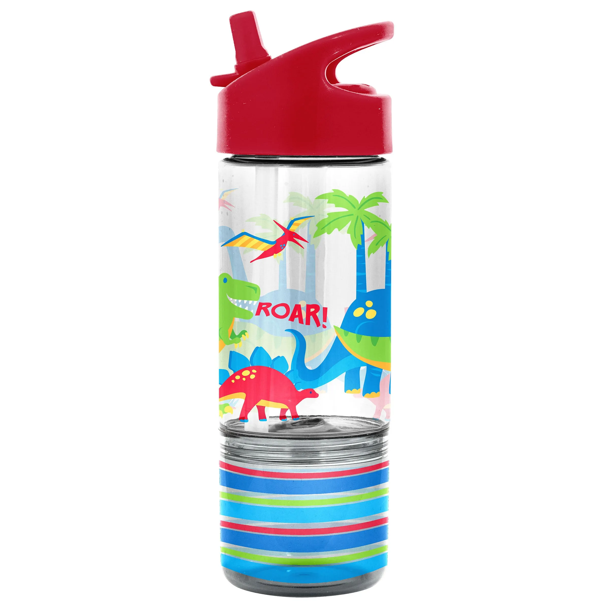 Flip Top Bottle With Snack Container - Dino