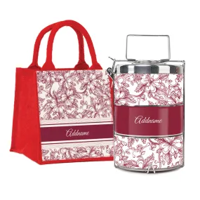 Floral Artline Series 3-Tier Premium Small 11.5cm Tiffin Carrier [FREE Custom Add Name]