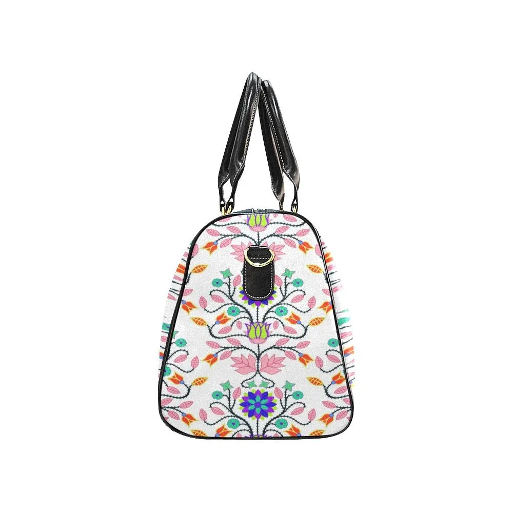 Floral Beadwork Four Clans White Waterproof Travel Bag/Small