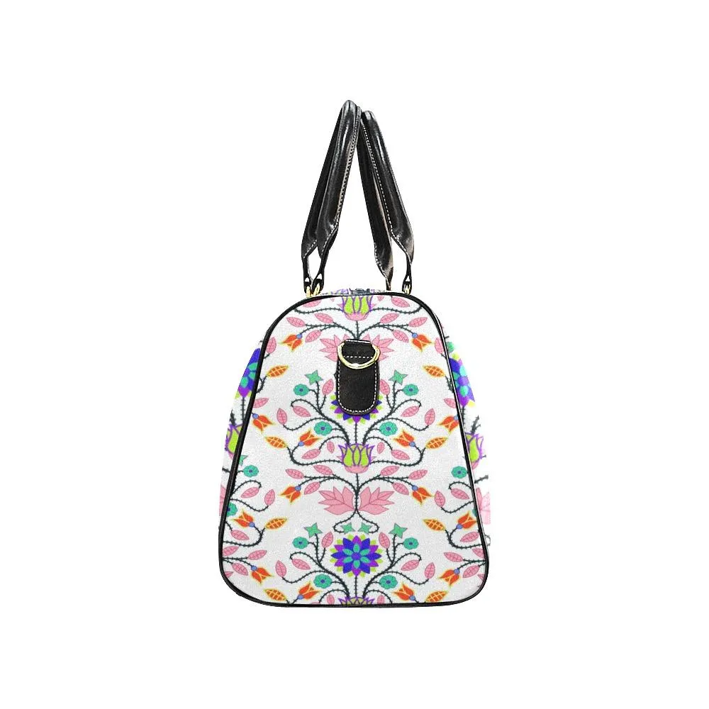 Floral Beadwork Four Clans White Waterproof Travel Bag/Small