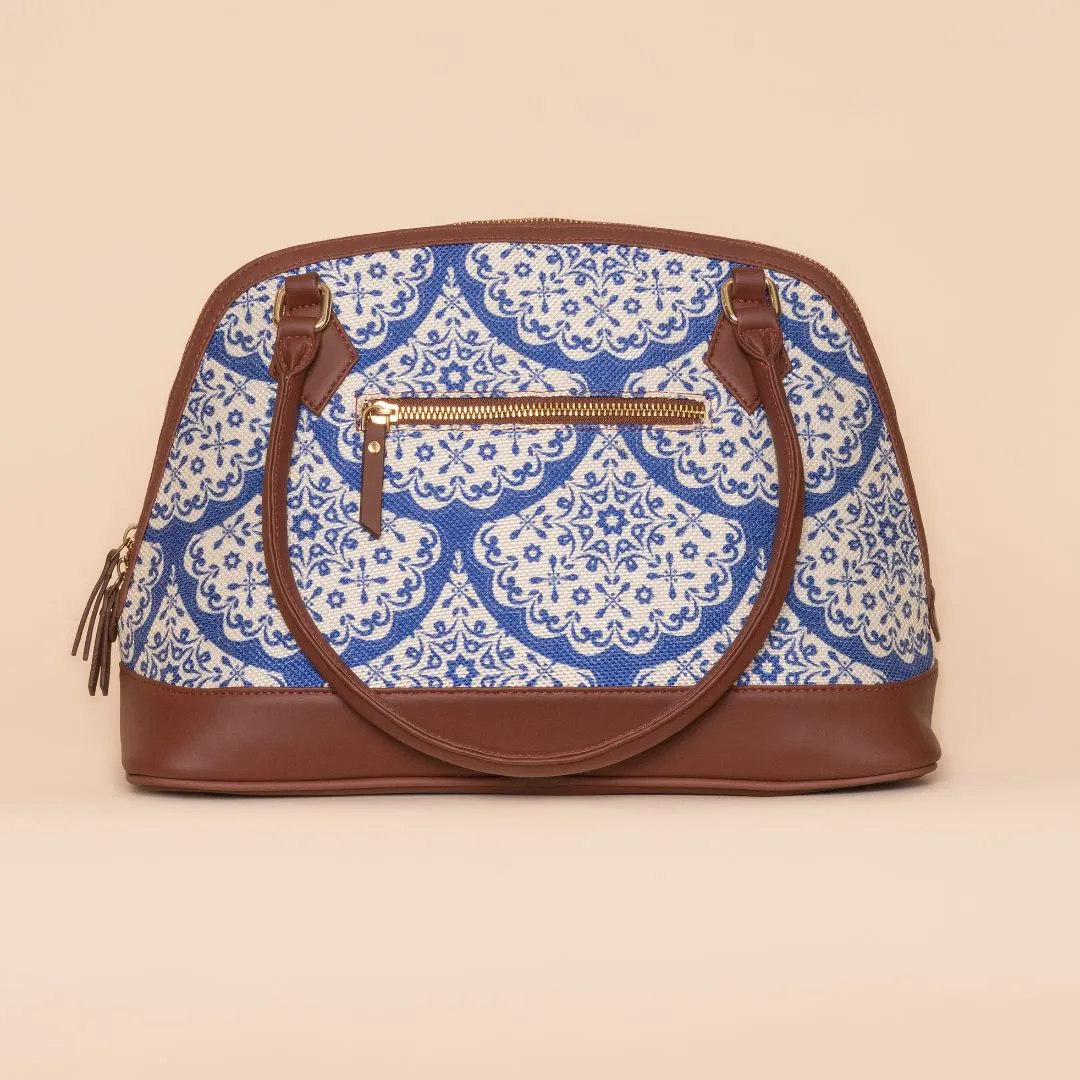 Floral Blue Pottery Dome Shaped Bag