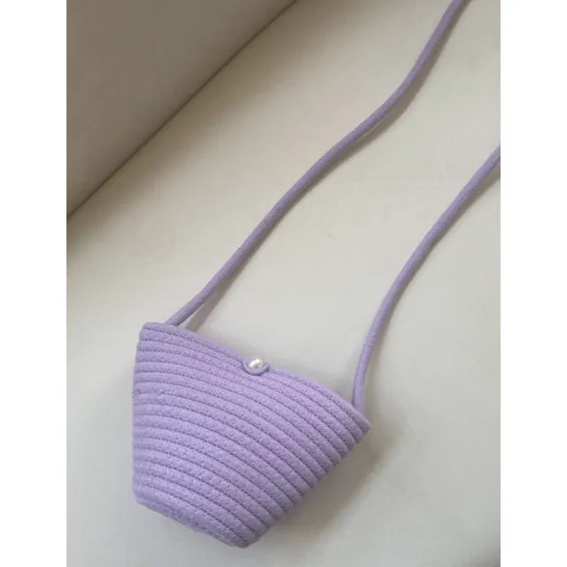 Florence Mini Woven Crossbody Handbag-Purple