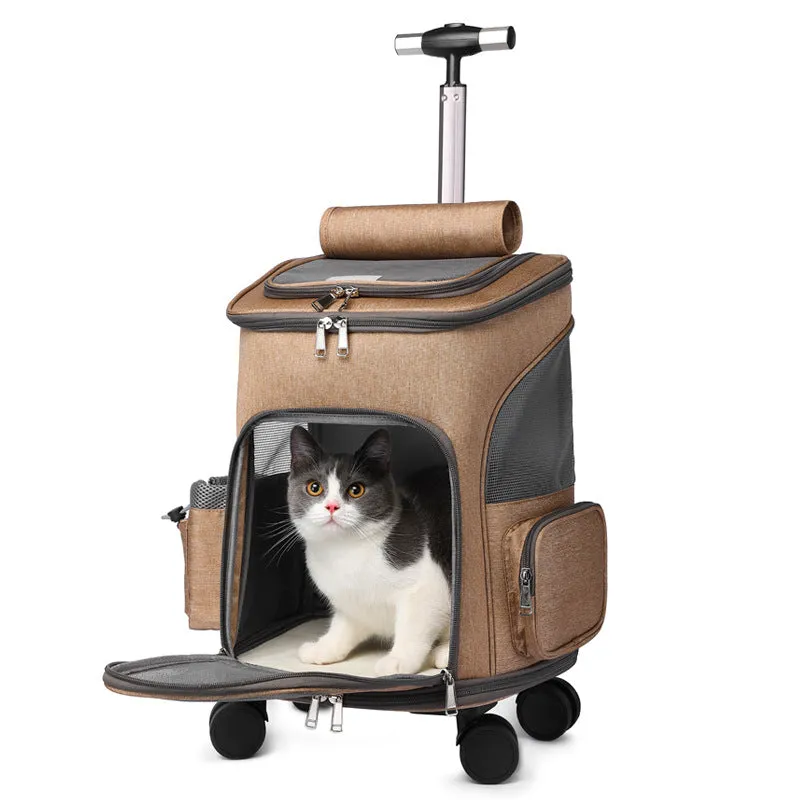 Folding Backpack Trolley With Universal Wheels for Cats