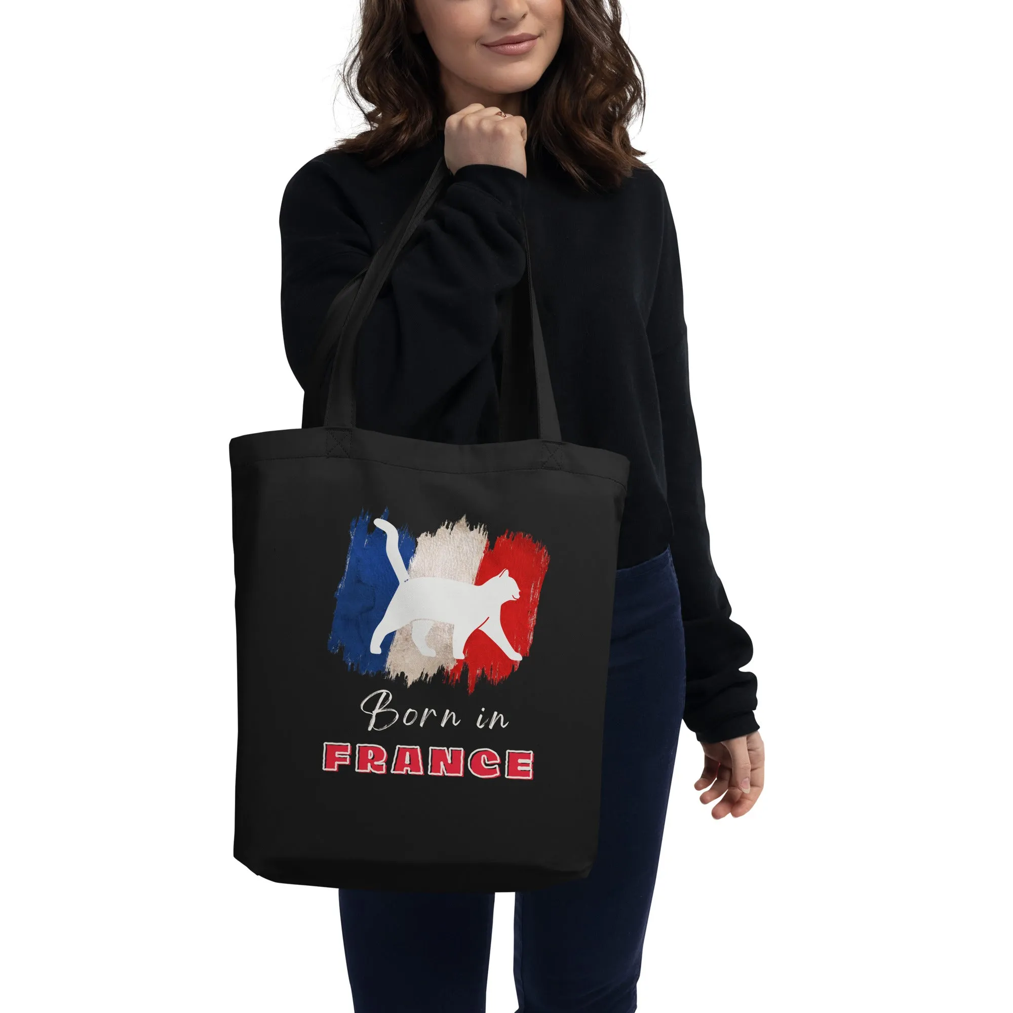 French flag and cat, Eco Tote Bag