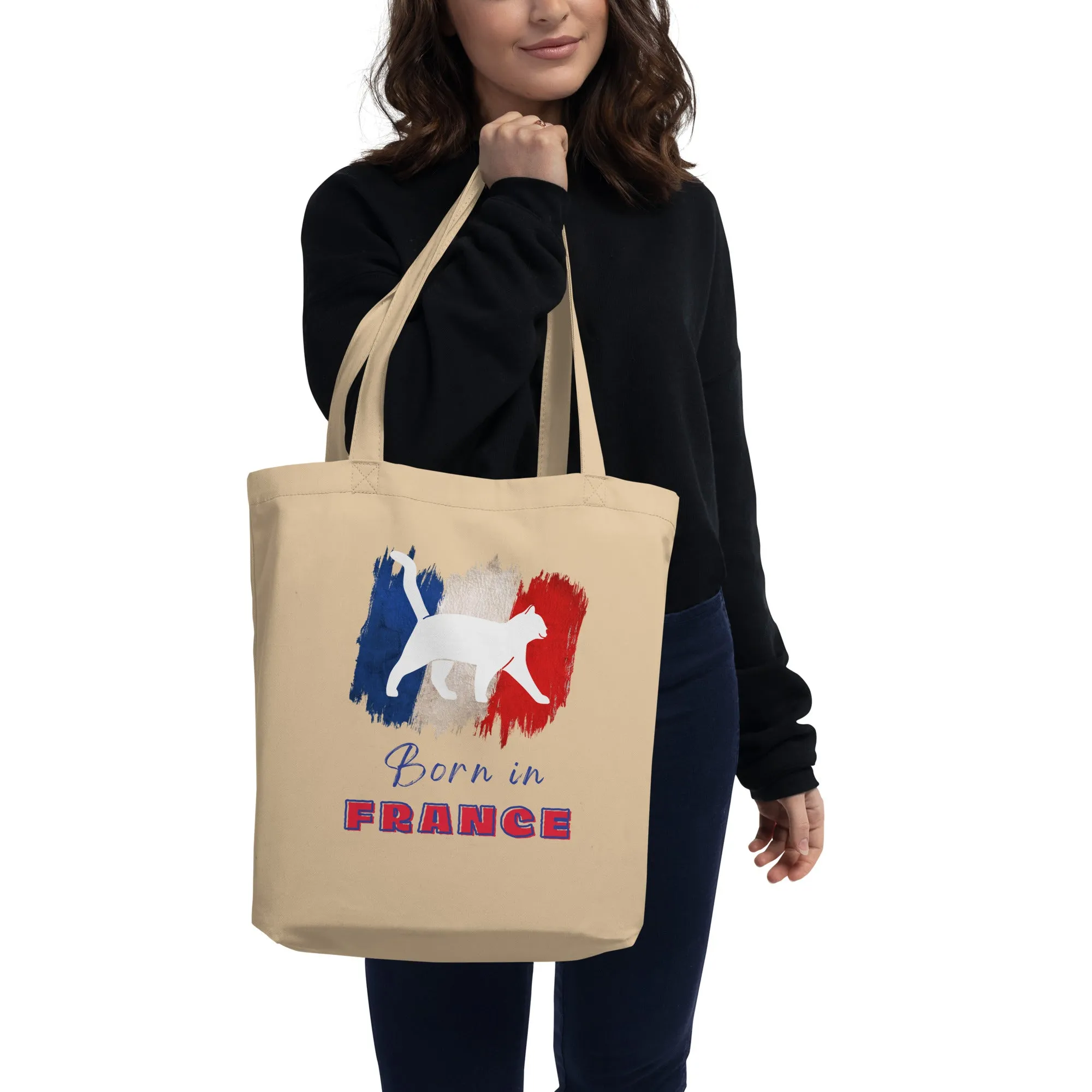 French flag and cat, Eco Tote Bag