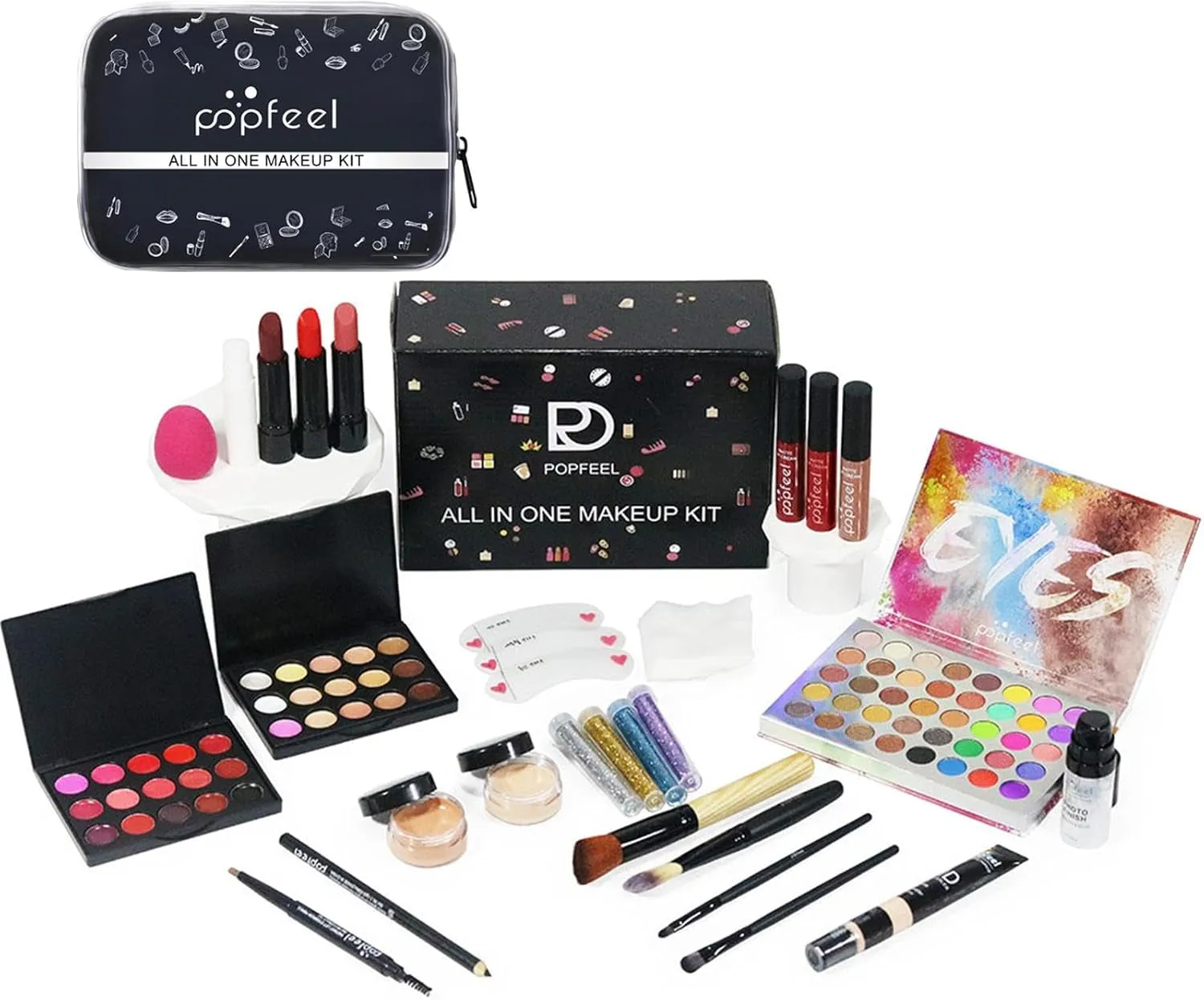 Full Face Makeup Set, Set Travel Makeup Kit Women | Multipurpose Cosmetic Set Makeup Kits Travel Professional Makeup Kit