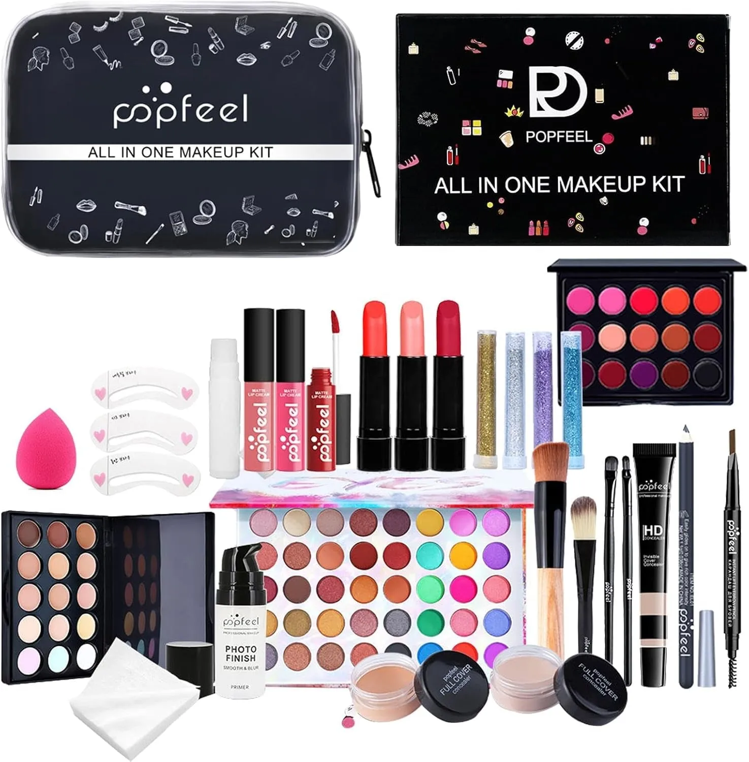 Full Face Makeup Set, Set Travel Makeup Kit Women | Multipurpose Cosmetic Set Makeup Kits Travel Professional Makeup Kit