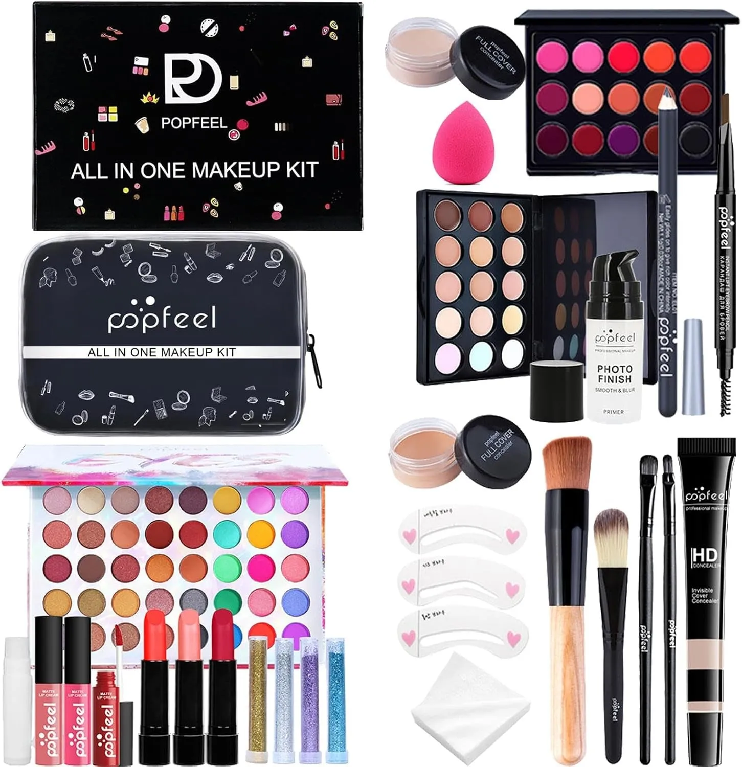 Full Face Makeup Set, Set Travel Makeup Kit Women | Multipurpose Cosmetic Set Makeup Kits Travel Professional Makeup Kit