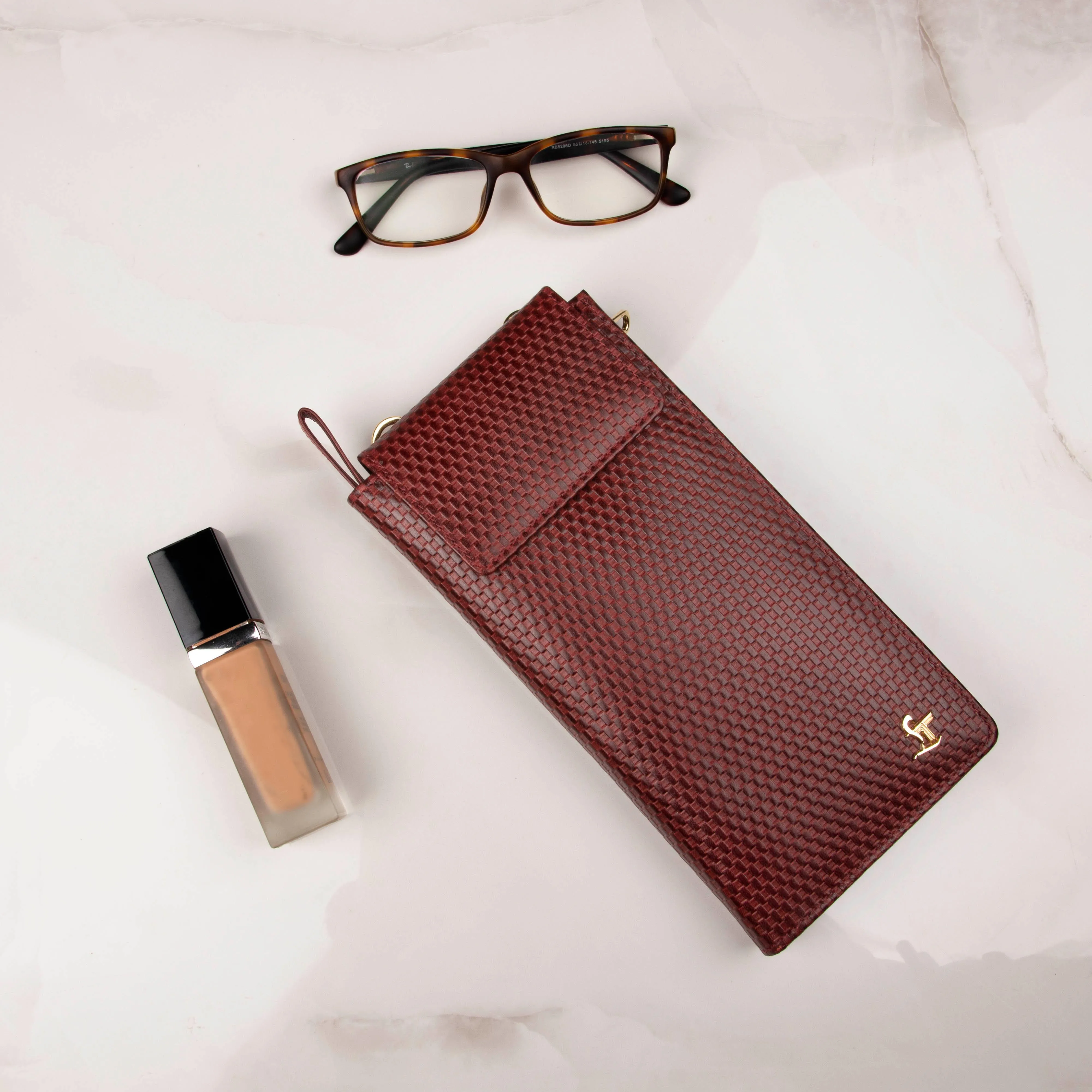 Full Zip Passport II | Leather Passport Holder | Travel Wallet | 100% Pure Leather | Color: Brown & Cherry