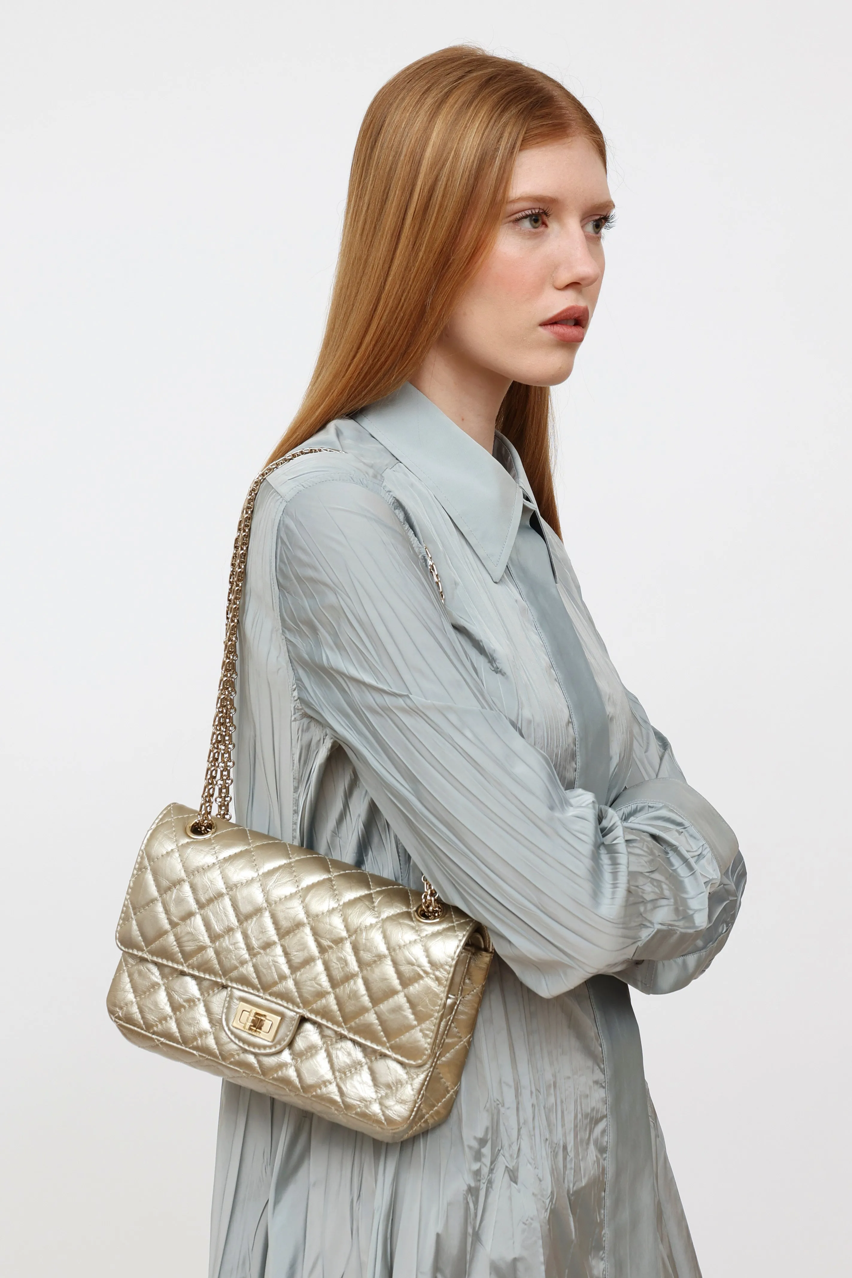 Gold Lambskin Reissue Double Flap Bag