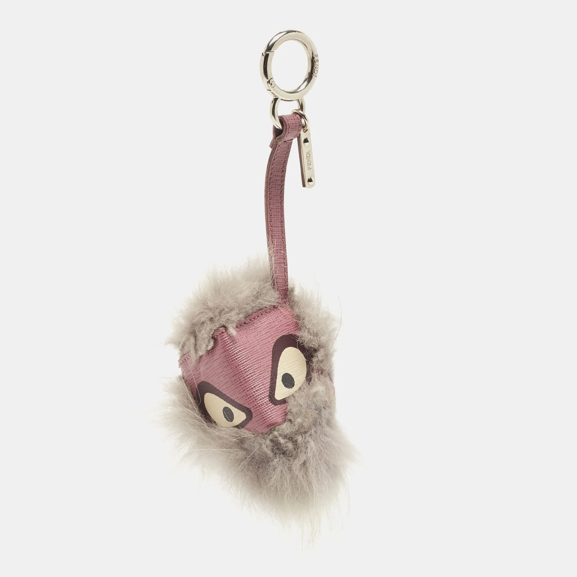 Grey/Purple Fur and Leather Bag Bugs Charm