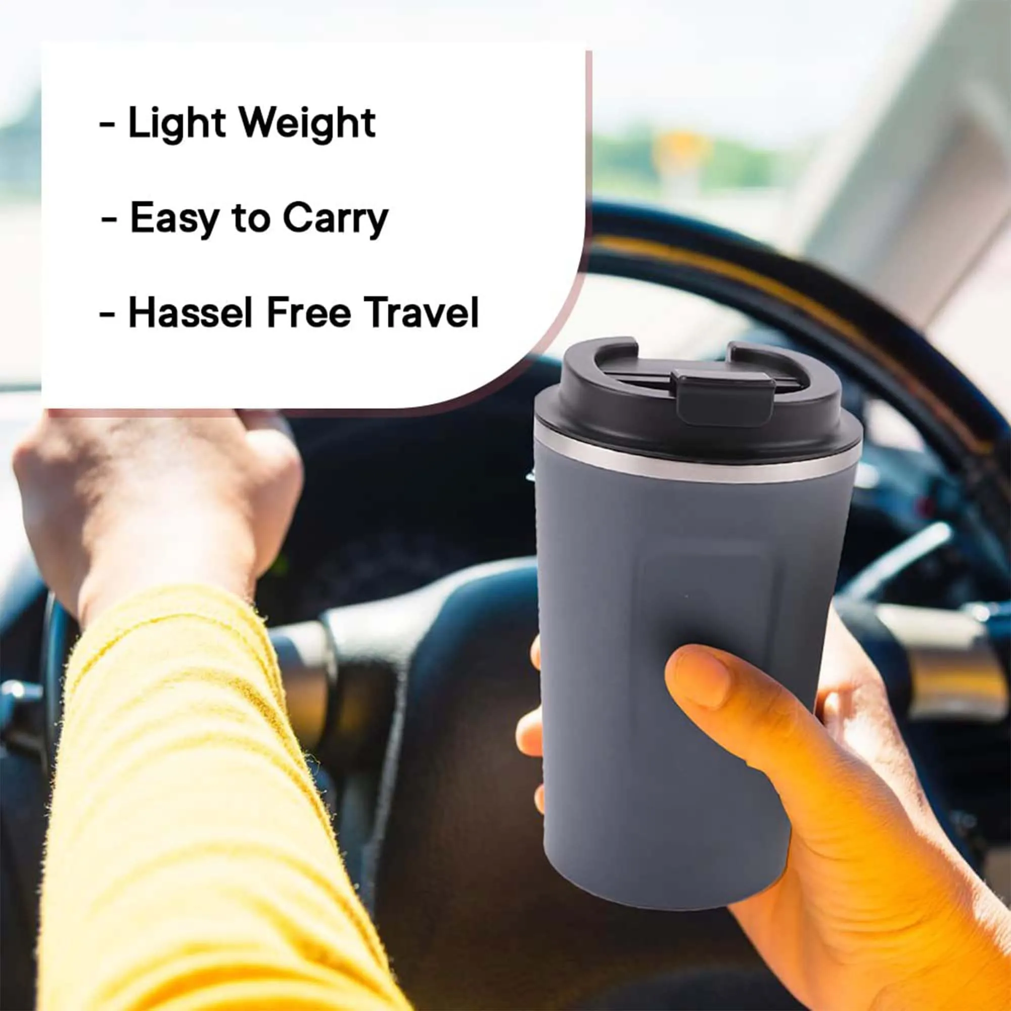 Homestic Insulated Coffee Tumbler Mug with Lid for Office, Gym & Travel | Stainless Steel Leak-Proof Thermos for Tea/Coffee/Water - Ideal for Hot & Cold Beverages | Light Blue