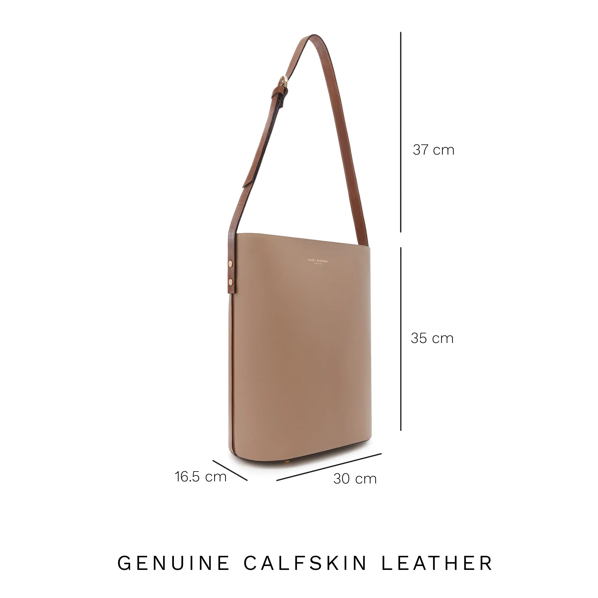 Honoré Lora taupe calfskin leather shoulder bag with laptop compartment