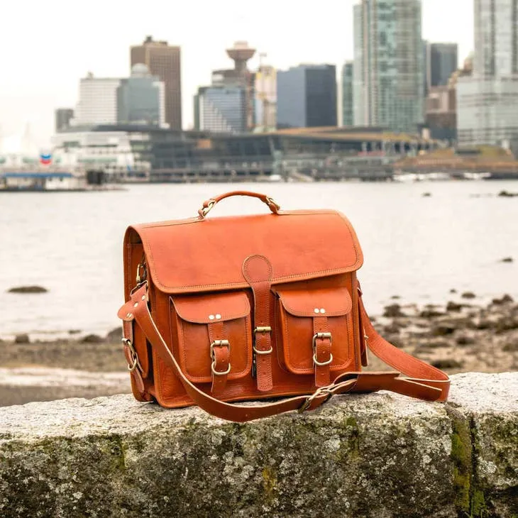 Jack Vintage Style Leather Laptop Briefcase