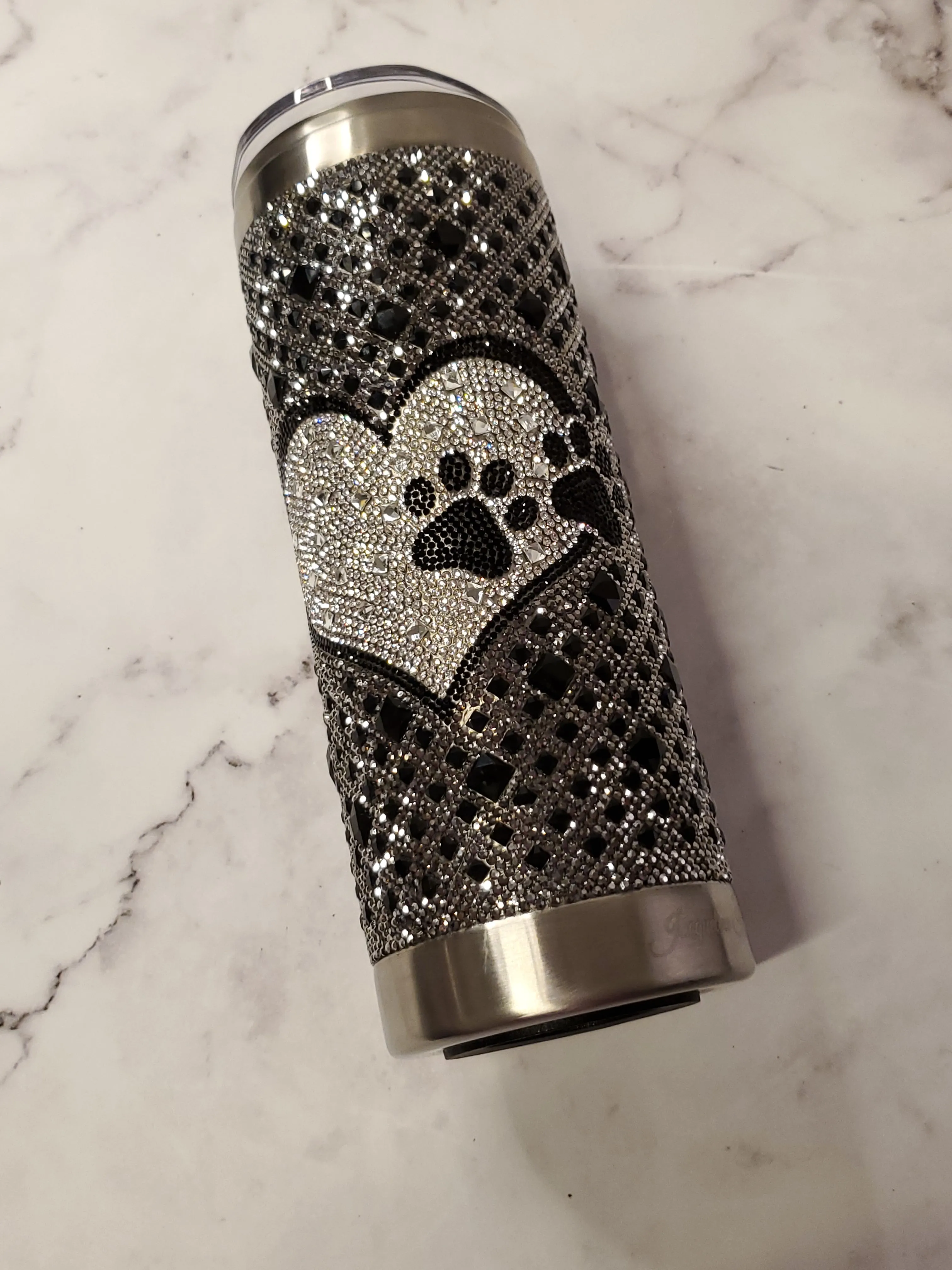 Jacqueline Kent Tumbler | Hematite Dog Paw | Bling Tumbler