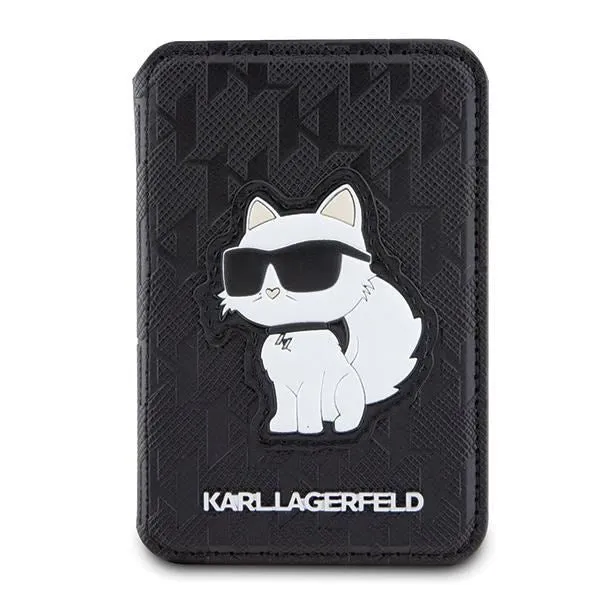 Karl Lagerfeld Saffiano Monogram Choupette Magentic Card Holder with MagSafe Black - KLWMSPSAKHCK