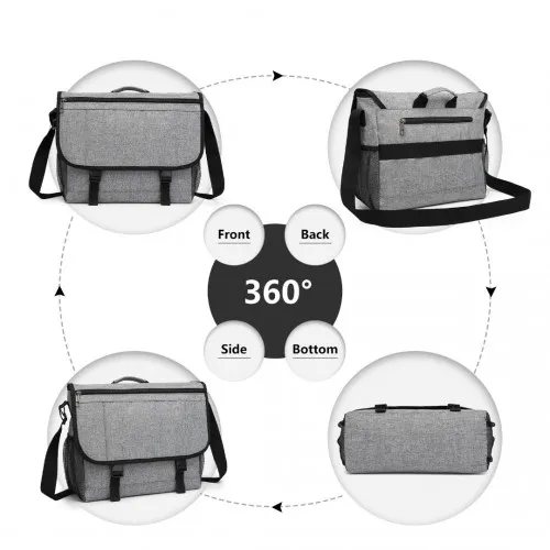 Kono High Security Messenger Bag - Grey | Laptop Satchel Shoulder Bag for Work, Travel & School