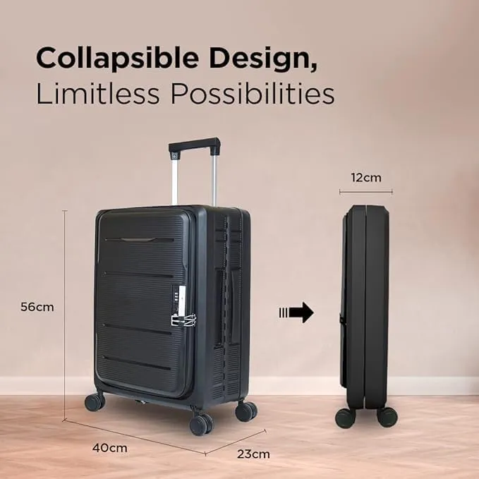 Kuber Industries Luggage Bag | Trolley Bags for Travel | Collapsible Luggage Bag | Travelling Bag | Trolley Bags for Suitcase | Lightweight Luggage Bag | 20 Inch | Coffee