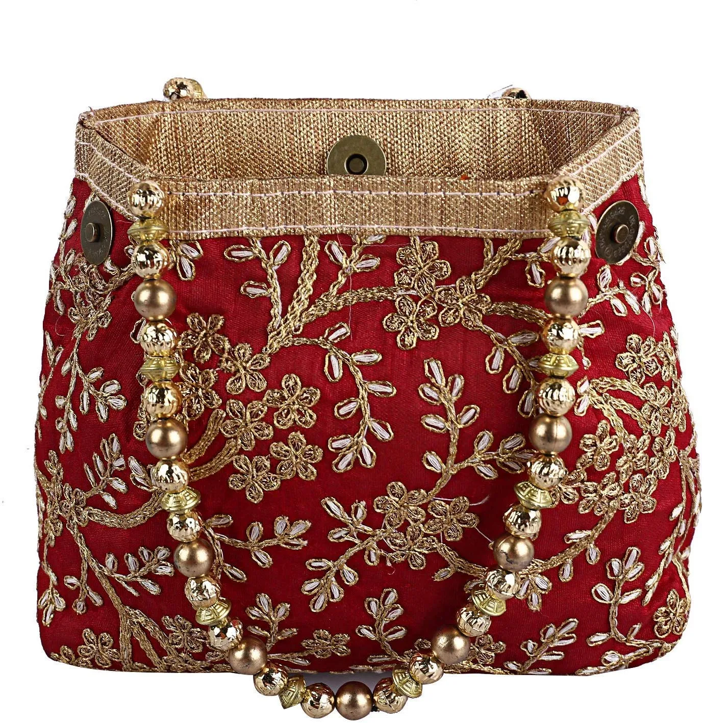 Kuber Industries Polyester Embroidered Woman Potli Bag, Maroon - CTKTC31386