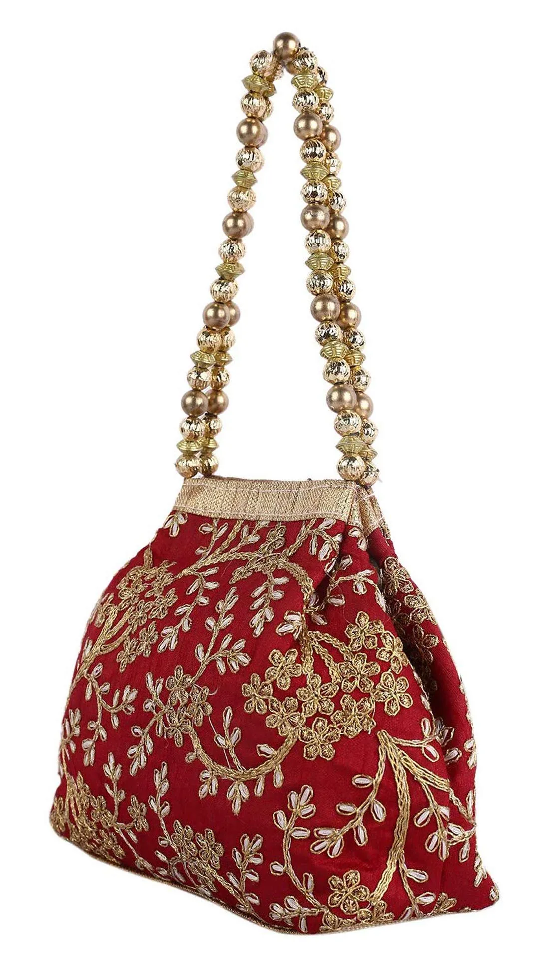 Kuber Industries Polyester Embroidered Woman Potli Bag, Maroon - CTKTC31386