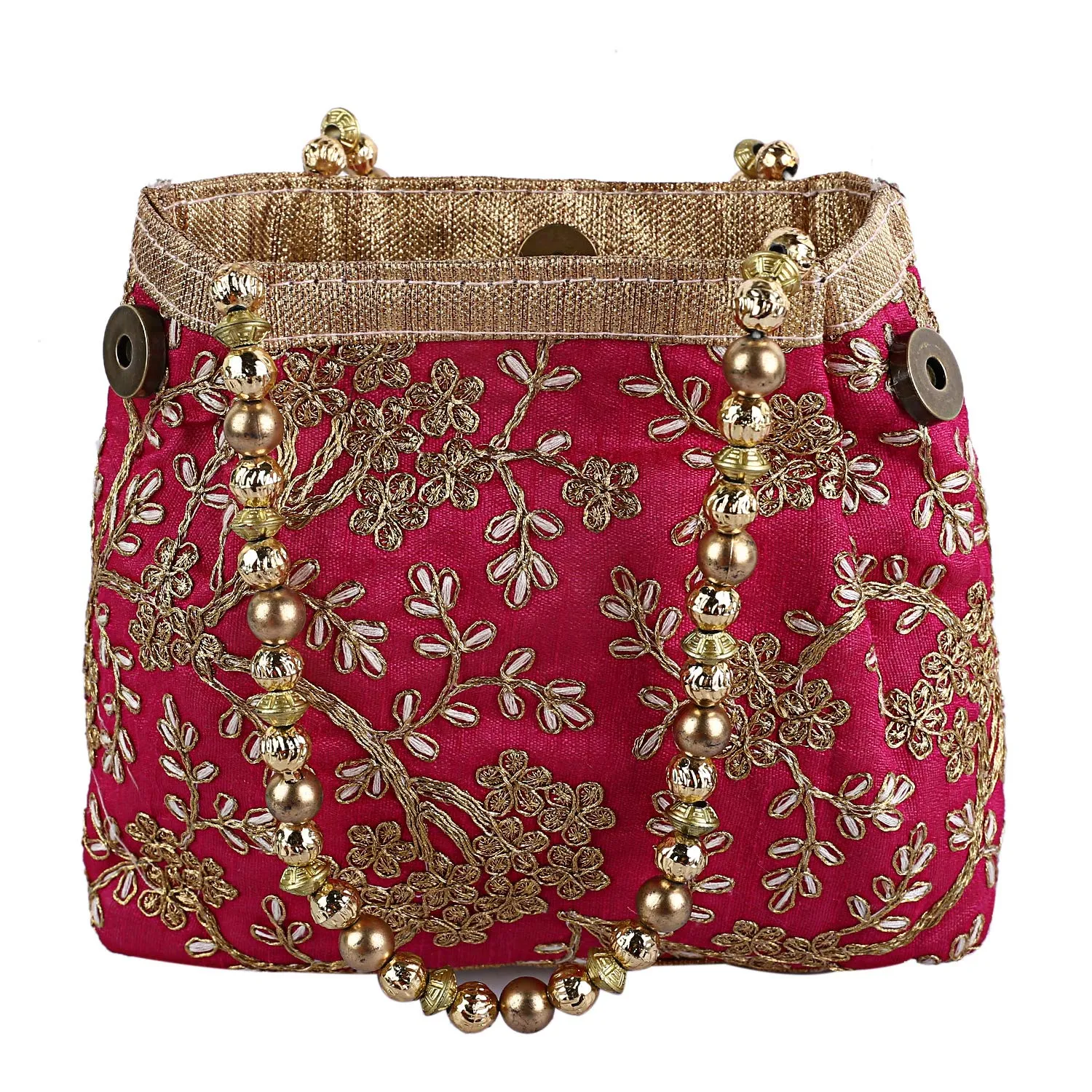 Kuber Industries Polyester Embroidered Woman Potli Bag, Pink (CTKTC4388)