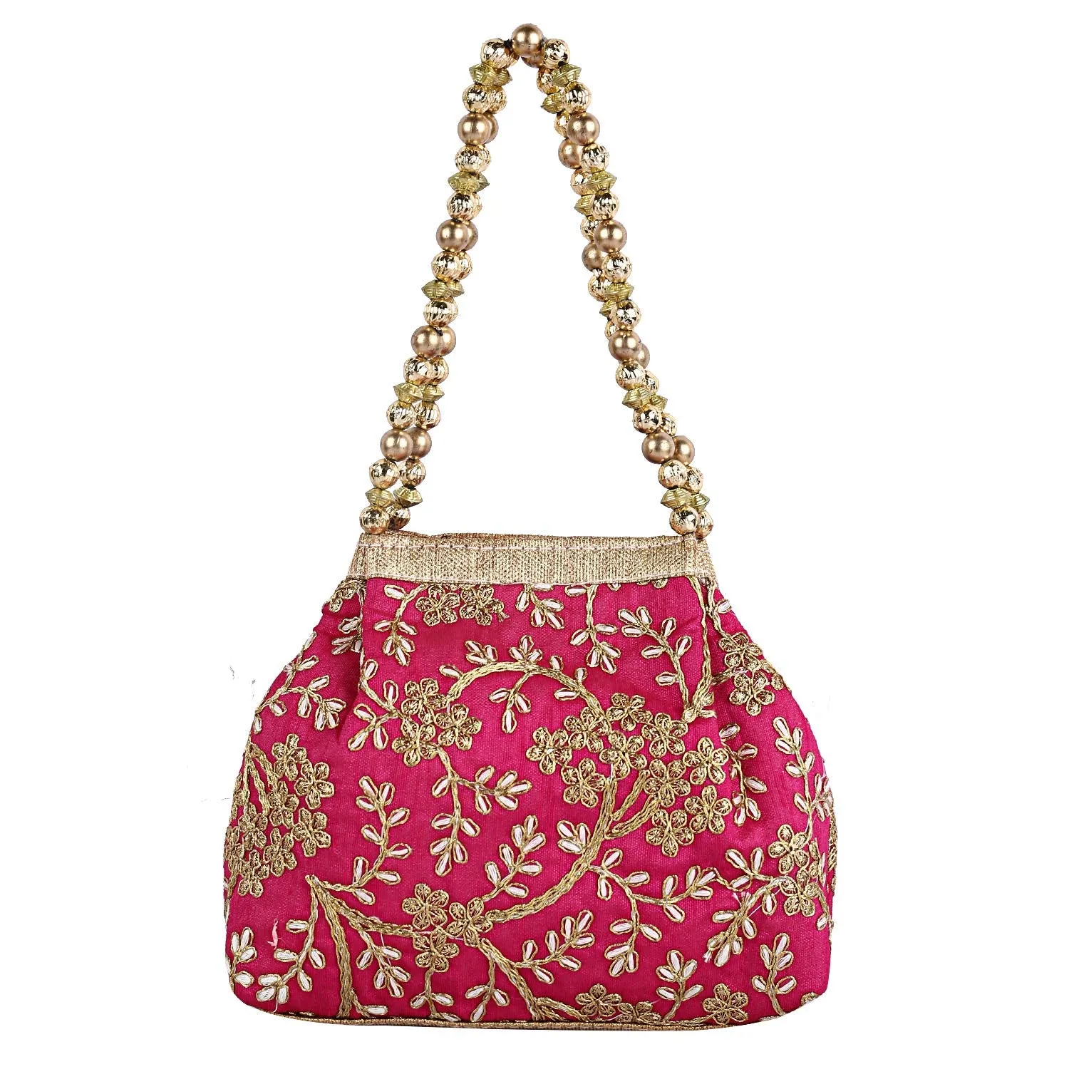 Kuber Industries Polyester Embroidered Woman Potli Bag, Pink (CTKTC4388)