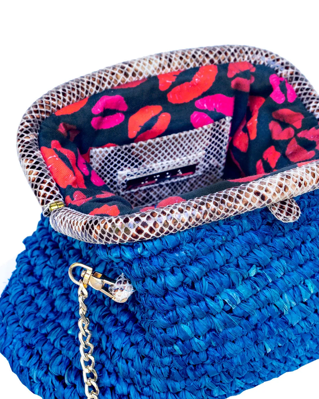 LADY RAFFIA SNAP BAG | BLUE