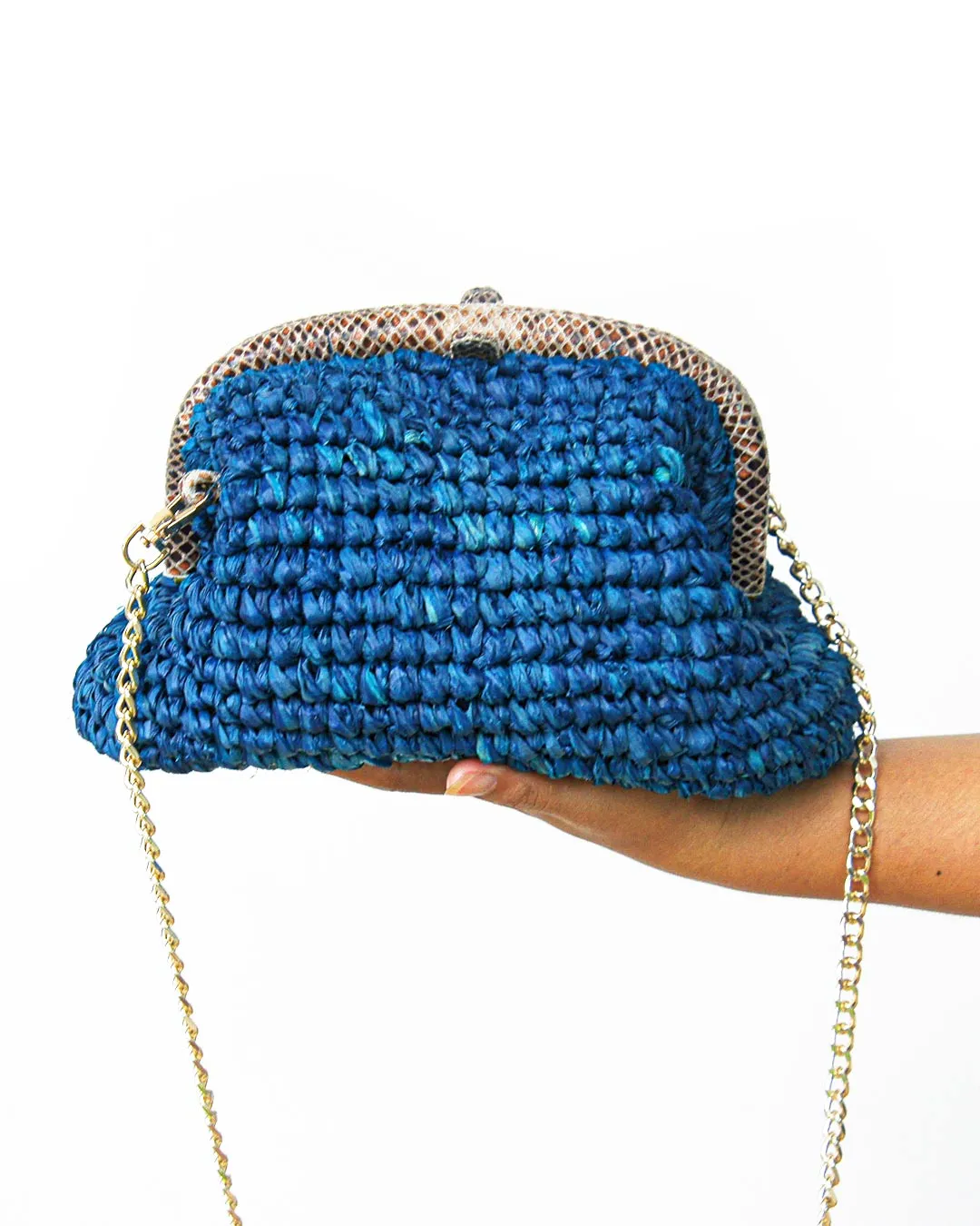 LADY RAFFIA SNAP BAG | BLUE