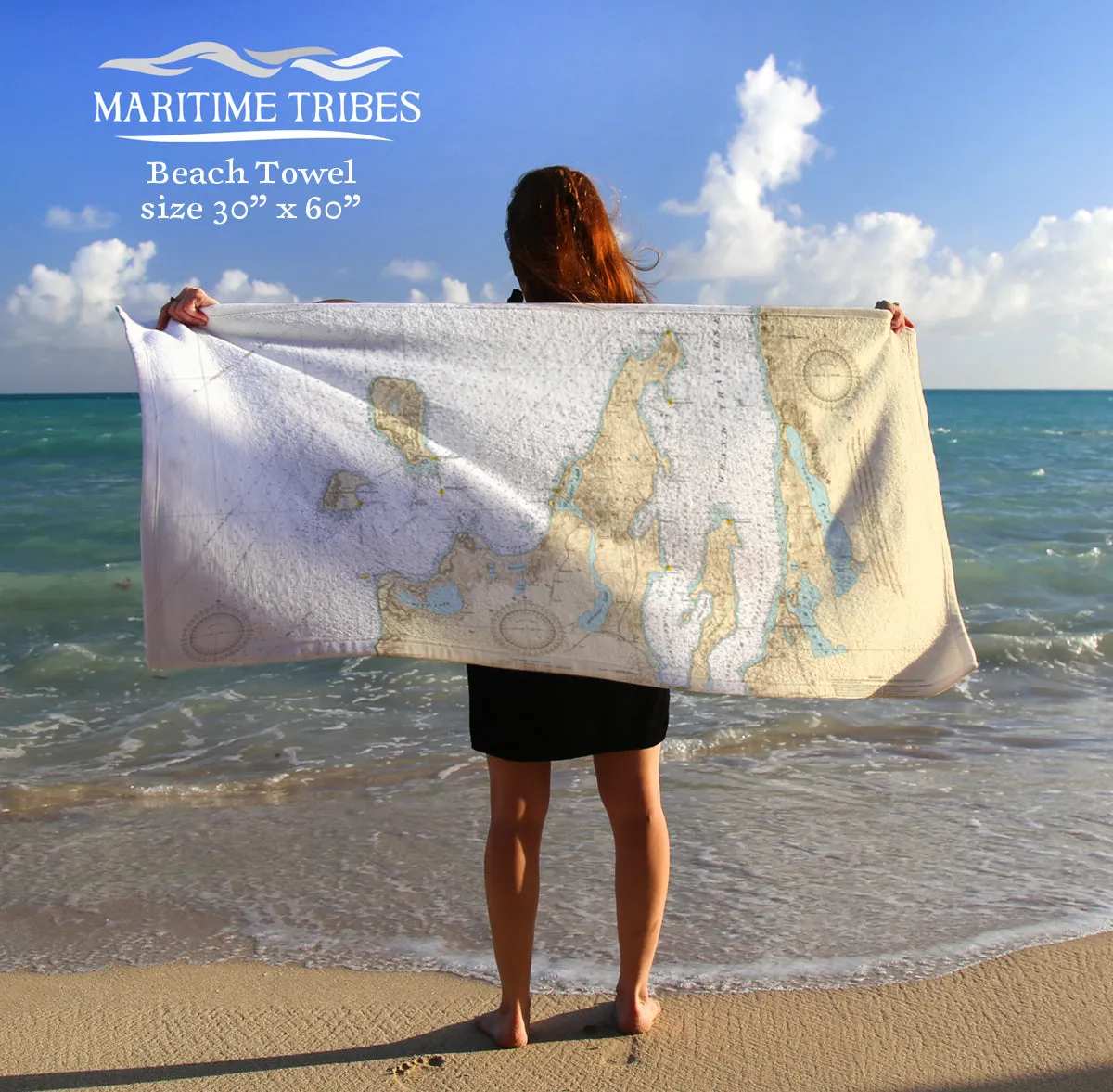 Lake Michigan Manitou and Fox Islands Nautical Chart Quick Dry Towel