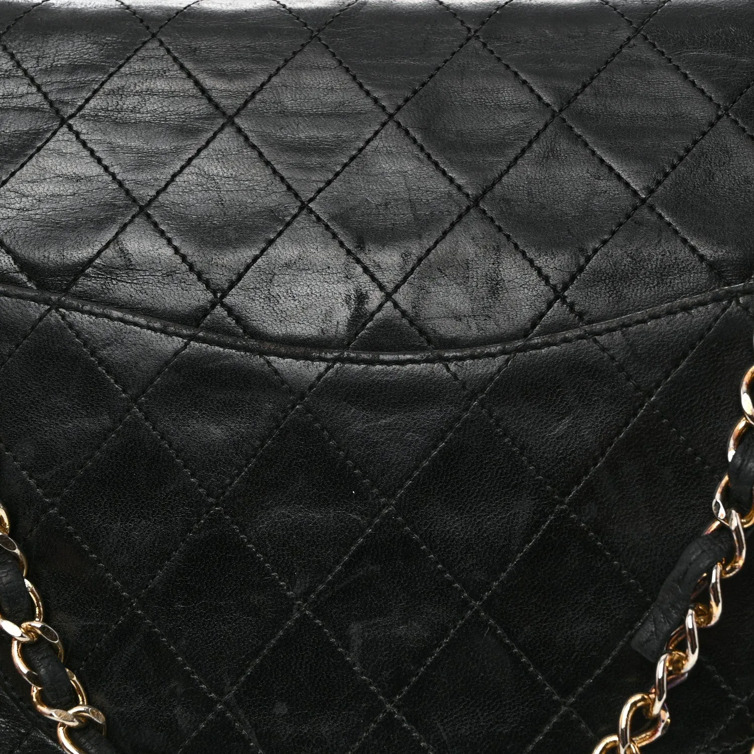 Lambskin Quilted Medium Double Flap Black