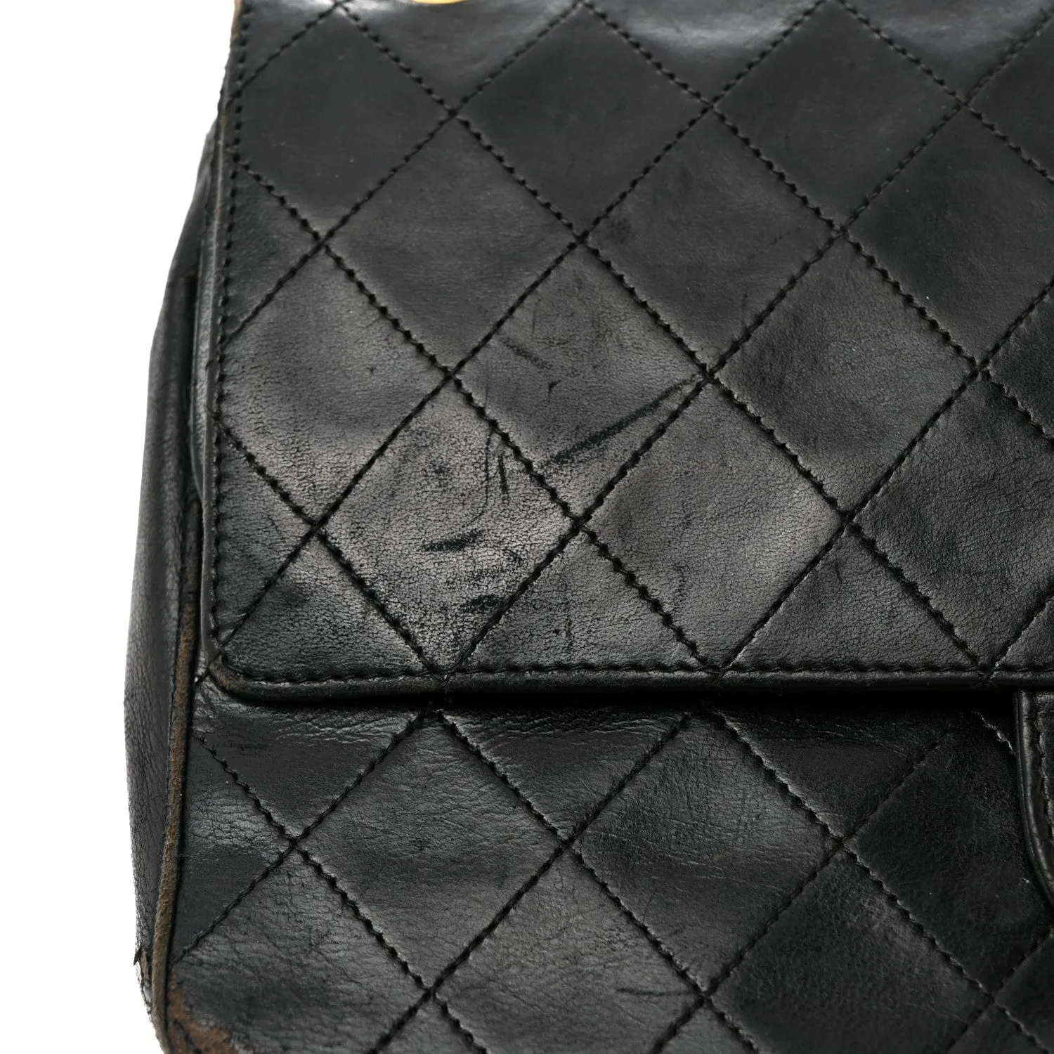 Lambskin Quilted Medium Double Flap Black