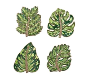 Laurel Drink Coasters in Green, Set of 4 in a Gift Bag