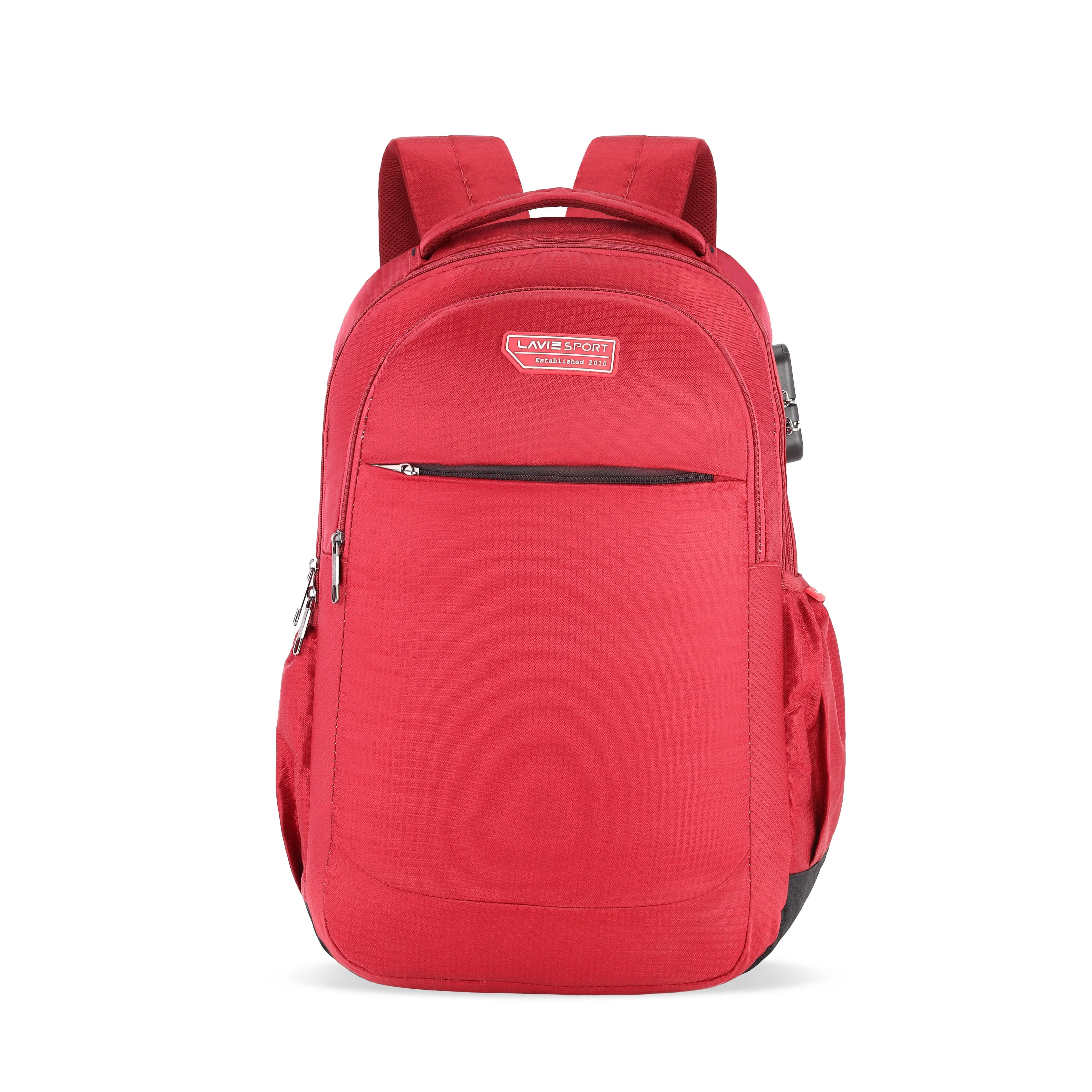 Lavie Sport Graph 31L Laptop Backpack with Raincover & Combi-lock For Men & Women|Boys & Girls Red